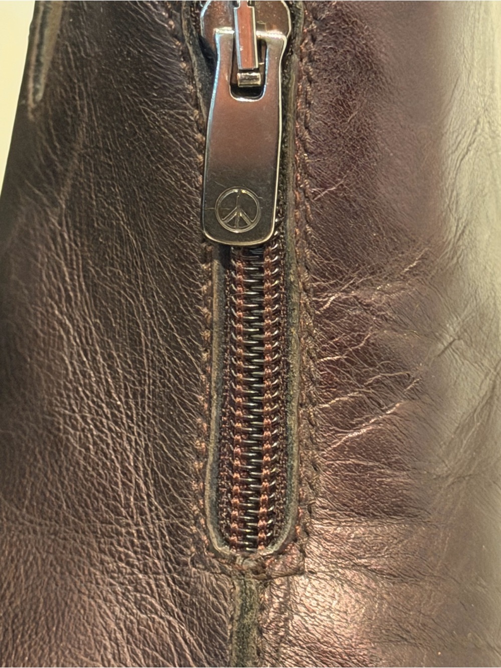 Donald J Pliner Brown Leather Zip Slip On Witchy Dark Academia Minimalist - Picture 4 of 15